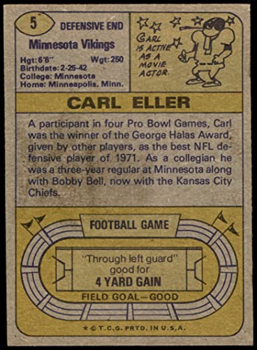 1974 Topps # 5 Carl Eller Minnesota Vikings (Football Card) VG Vikings Minnesota