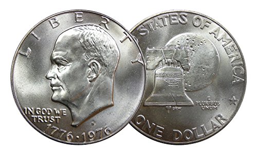 1976-S U.S. Eisenhower Silver Dollar Coin, 40% Pure Silver, Mint State Condition, Bicentennial Design