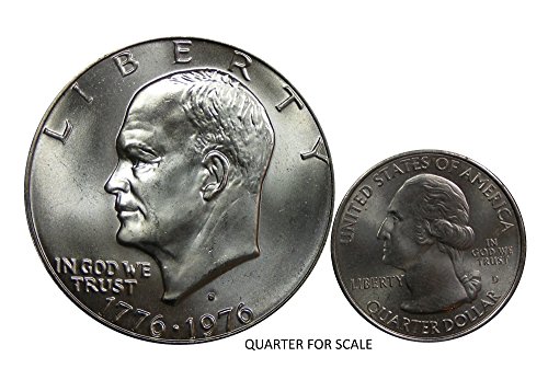 1976-S U.S. Eisenhower Silver Dollar Coin, 40% Pure Silver, Mint State Condition, Bicentennial Design