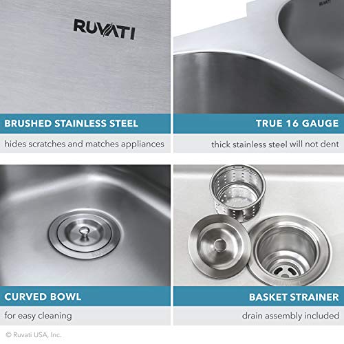 Ruvati 32-inch Low-Divide 50/50 Double Bowl Undermount 16 Gauge Stainless Steel Kitchen Sink – RVM4350