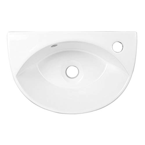 Renovators Supply Manufacturing Bathroom Sinks 17 in. White Ceramic Wall Mounted Bathroom Vessel Sink Juniper with Overflow and Faucet Hole