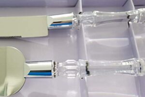 wedding knife and cake server set with clear acrylic handle (silver, unengraved)