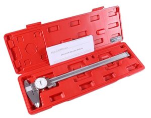 accusize industrial tools 0-12 inch by 0.001 inch precision dial caliper, stainless steel, in fitted box, p920-s212