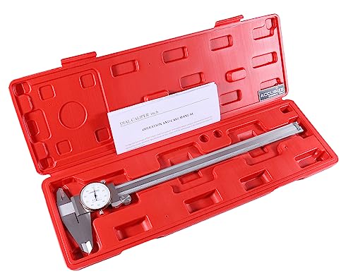 Accusize Industrial Tools 0-12 inch by 0.001 inch Precision Dial Caliper, Stainless Steel, in Fitted Box, P920-S212