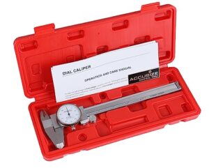 accusize industrial tools 0-6 inch by 0.001 inch precision dial caliper, stainless steel, in fitted box, p920-s216