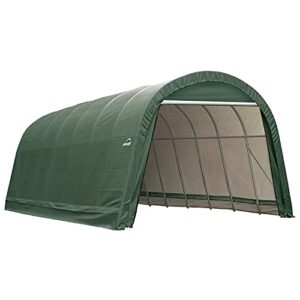 shelterlogic 14-ft.w round-style instant garage - 28ft.l x 14ft.w x 12ft.h, 2 3/8in. frame, green, model number 95334