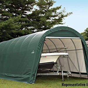 ShelterLogic 14-Ft.W Round-Style Instant Garage - 28ft.L x 14ft.W x 12ft.H, 2 3/8in. Frame, Green, Model Number 95334