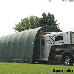 ShelterLogic 14-Ft.W Round-Style Instant Garage - 28ft.L x 14ft.W x 12ft.H, 2 3/8in. Frame, Green, Model Number 95334