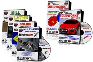 solidworks 2014-2015 and mastercam x1-x7 mill, lathe, solids, & multi-axis video tutorial training bundle in hd