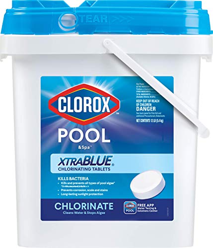 CLOROX Pool&Spa XtraBlue 3” Chlorinating Tablets, Kills Bacteria & Stops Algae, 12 LB