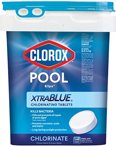 CLOROX Pool&Spa XtraBlue 3” Chlorinating Tablets, Kills Bacteria & Stops Algae, 35 LB