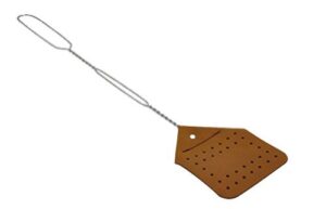 hope woodworking leather fly swatter set (1 pack) – 17” amish-made fly swat w/real leather paddle – fly swatters multi pack w/metal handle – bug swatter, mosquito swatter, wasp swatter (brown)