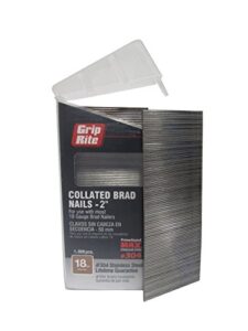 grip rite prime guard maxb64878 18-gauge 304-stainless steel brad nails in belt-clip box (pack of 1000), 2"