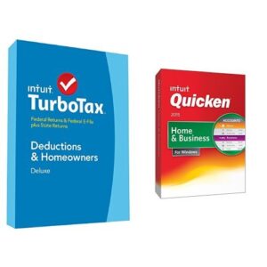 turbotax deluxe 2014 fed + state and quicken home and business 2015 bundle
