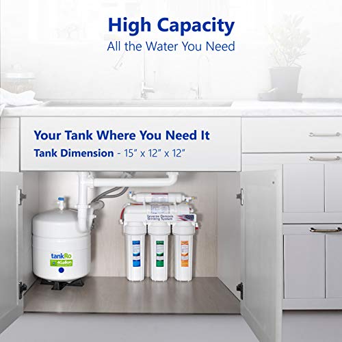 tankRo RO132-TNK RO Water Filtration System Expansion Tank 4 Gallon Capacity – NSF Certified – Compact Reverse Osmosis Water Storage Pressure Tank 1/4" Tank Ball Valve