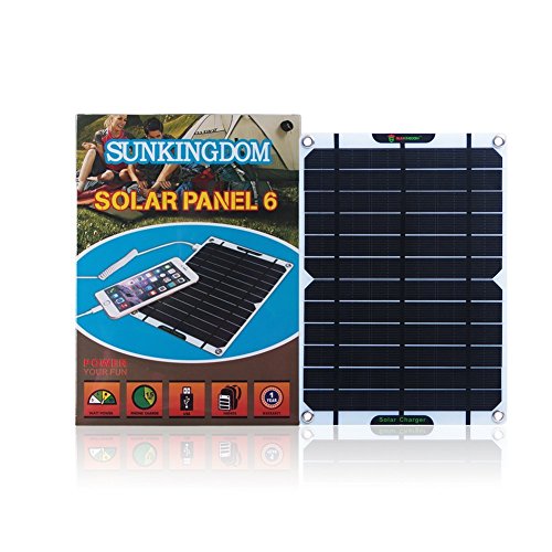 SUNKINGDOM™ 6W 5V USB Port Ultra-thin Portable Solar Panel Solar Charger with PowermaxIQ Technology for iPhone, iPad, iPod, Samsung, Camera, and Any Other USB Device