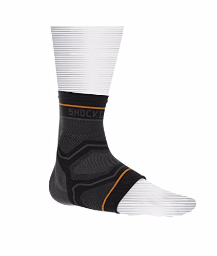 Shock Doctor Compression Knit Ankle Sleeve with Gel Support, Black/Grey, Adult-X-Large