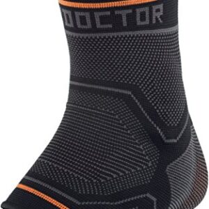 Shock Doctor Compression Knit Ankle Sleeve with Gel Support, Black/Grey, Adult-X-Large