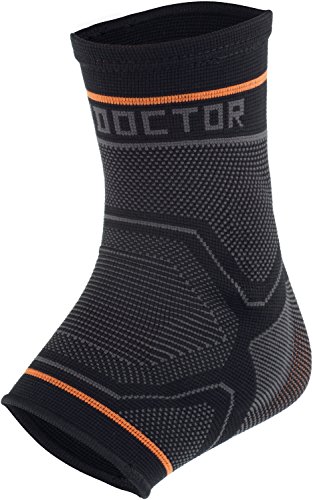 Shock Doctor Compression Knit Ankle Sleeve with Gel Support, Black/Grey, Adult-X-Large