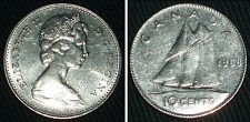 canada 10 cents 1968 silver (.500) coin - elizabeth ii 2nd portrait #2