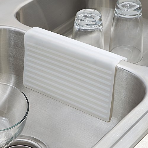 iDesign Lineo Silicone Sink Saddle, Glassware Protector for Kitchen, Bathroom Pots, Pans, Dishes, 8.25" x 1.75" x 4.5" - Clear