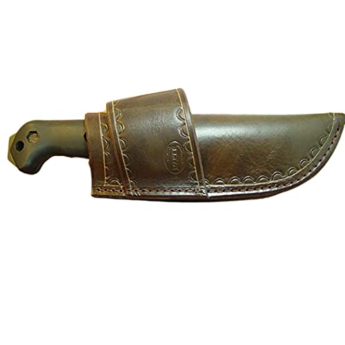 Custom Cross Draw Sheath for a Bk 2 and the BK 1O Knife Hand Tooled Dyed Dark Brown