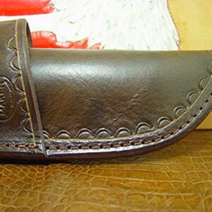 Custom Cross Draw Sheath for a Bk 2 and the BK 1O Knife Hand Tooled Dyed Dark Brown