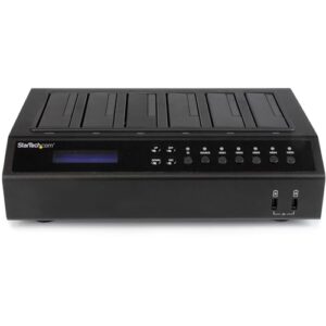 StarTech.com 6-Bay Hard Drive Duplicator/Eraser, Standalone 1:5 HDD/SSD Cloner/Copier, USB 3.0/eSATA to SATA Docking Station, Disk Sanitizer/Wiper, DOD Erasing, Cloning Toolless Device (SATDOCK5U3ER)