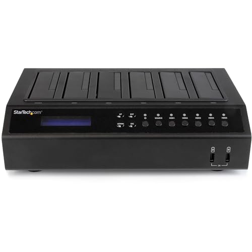 StarTech.com 6-Bay Hard Drive Duplicator/Eraser, Standalone 1:5 HDD/SSD Cloner/Copier, USB 3.0/eSATA to SATA Docking Station, Disk Sanitizer/Wiper, DOD Erasing, Cloning Toolless Device (SATDOCK5U3ER)