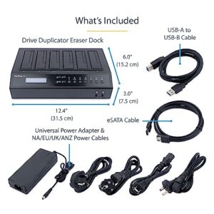 StarTech.com 6-Bay Hard Drive Duplicator/Eraser, Standalone 1:5 HDD/SSD Cloner/Copier, USB 3.0/eSATA to SATA Docking Station, Disk Sanitizer/Wiper, DOD Erasing, Cloning Toolless Device (SATDOCK5U3ER)