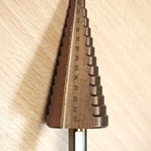 HSS Cobalt Step Drill Bit Metric 4mm to 32mm , 15 Steps, Shank 3/8"