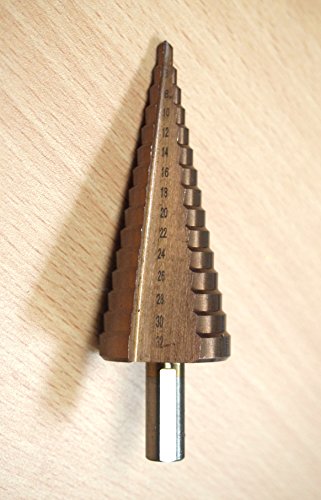 HSS Cobalt Step Drill Bit Metric 4mm to 32mm , 15 Steps, Shank 3/8"