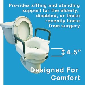 Cardinal Health ProBasics Raised Toilet Seat with Lock and Arms, 350 lb Weight Capacity.