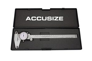 accusize industrial tools 8''/200 mm by 0.001''/0.02 mm dual needle precision dial caliper stainless steel in fitted case, imperial/metric, p920-s238