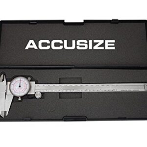 Accusize Industrial Tools 8''/200 mm by 0.001''/0.02 mm Dual Needle Precision Dial Caliper Stainless Steel in Fitted Case, Imperial/Metric, P920-S238