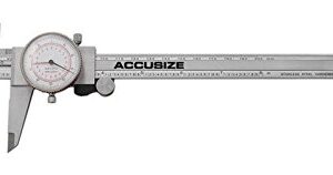 Accusize Industrial Tools 8''/200 mm by 0.001''/0.02 mm Dual Needle Precision Dial Caliper Stainless Steel in Fitted Case, Imperial/Metric, P920-S238