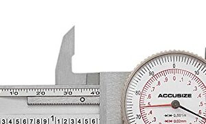 Accusize Industrial Tools 8''/200 mm by 0.001''/0.02 mm Dual Needle Precision Dial Caliper Stainless Steel in Fitted Case, Imperial/Metric, P920-S238
