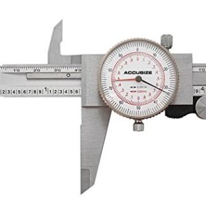 Accusize Industrial Tools 8''/200 mm by 0.001''/0.02 mm Dual Needle Precision Dial Caliper Stainless Steel in Fitted Case, Imperial/Metric, P920-S238