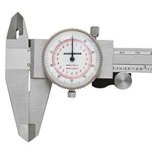 Accusize Industrial Tools 8''/200 mm by 0.001''/0.02 mm Dual Needle Precision Dial Caliper Stainless Steel in Fitted Case, Imperial/Metric, P920-S238