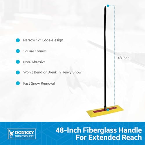 Professional Snow Rake, Snow Broom for Cars & Trucks - Heavy Duty, Oversized 17-Inch Foam Head, Lightweight & Strong Handle, 48-Inch Reach for Easy Snow Removal