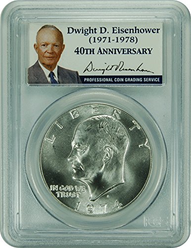 1974 Eisenhower IKE SILVER Presidential Label Dollar MS-68 PCGS