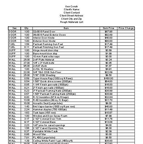 Price Zip General Home Construction and Renovation Pricing Excel Template (BEST Value)... Price by simple everyday questions