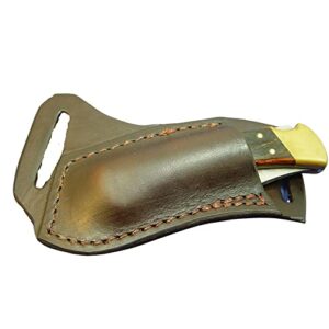 custom leather left hand cross draw pocket knife sheath for a buck 110 or 112