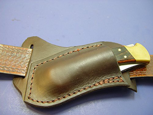 Custom Leather Left Hand Cross Draw Pocket Knife Sheath for a Buck 110 OR 112