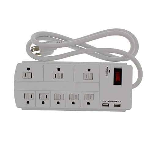 Bright Way Surge Strip,8 Outlet,White