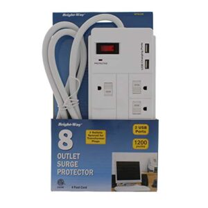 Bright Way Surge Strip,8 Outlet,White