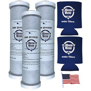 kleenwater replacement water filters, compatible with 32-250-125-975, cbc-10, pwcb10s, ep-10, whef-whwc and 34370, made in usa, pack of 3, includes 2 can holders