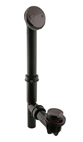 Westbrass Y593144-12 14" Black Tubular Bath Waste & Overflow Assembly with Tip-Toe Drain Plug and Two-Hole Faceplate, 1-Pack, Oil Rubbed Bronze