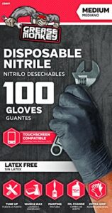 grease monkey disposable nitrile gloves, pack of 100, medium, black