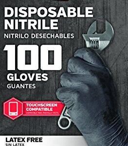 Grease Monkey Disposable Nitrile Gloves, Pack of 100, Medium, Black